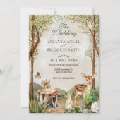 INVITATION MARIAGE NATURE FAUNE ET FLORE BOIS VERT MARRON (Devant)