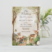 INVITATION MARIAGE NATURE FAUNE ET FLORE BOIS VERT MARRON (Debout devant)
