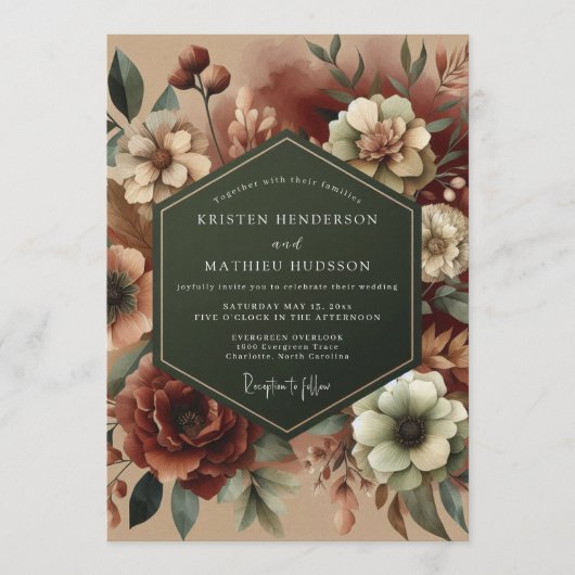 Invitation Mariage Nature Morte Baroque Claret (Devant)