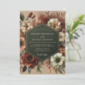 Invitation Mariage Nature Morte Baroque Claret (Debout devant)