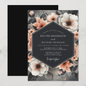 Invitation Mariage Nature Morte Charbon De Bois Et Pêche (Devant / Derrière)