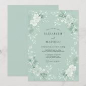 Invitation Mariage Nature Peint Vert Menthe (Devant / Derrière)