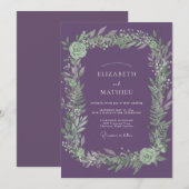 Invitation Mariage Nature Tranquille Violet (Devant / Derrière)