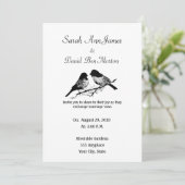 Invitation Mariage naturel des oiseaux floraux noirs et blanc (Debout devant)