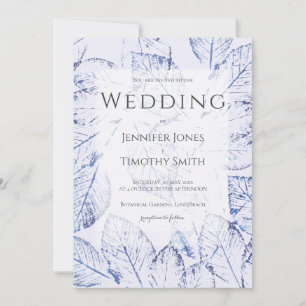 Invitation Mariage naturel feuille de bouleau bleu marine