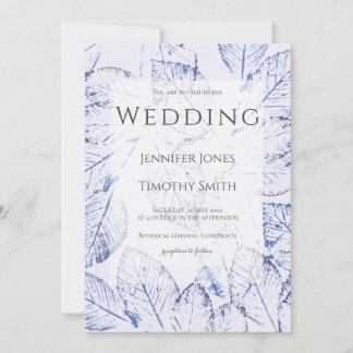 Invitation Mariage naturel feuille de bouleau bleu marine