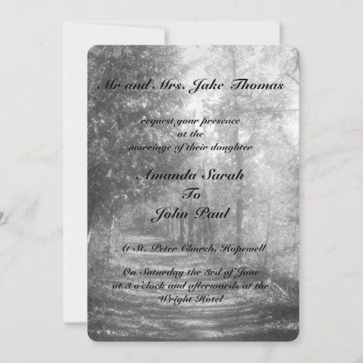 Invitation Mariage naturel noir et blanc (Devant)