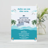 Invitation Mariage Nautical Seascape Cruise Palm (Debout devant)