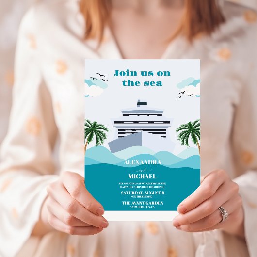 Invitation Mariage Nautical Seascape Cruise Palm