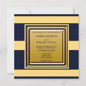 Invitation Mariage Naution Bleu Jaune Rayures Ancre (Dos)