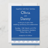 Invitation Mariage Naution Thème Rayures Triangle Bleu (Devant)