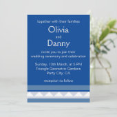 Invitation Mariage Naution Thème Rayures Triangle Bleu (Debout devant)