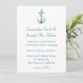 Invitation Mariage Nautique Ancre Vintage turquoise (Debout devant)