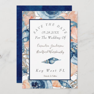 Invitation Mariage nautique Aquarelle  Roses