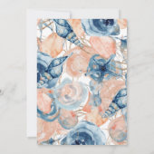 Invitation Mariage nautique  Beach Seashell Fleurs Roses mer (Dos)
