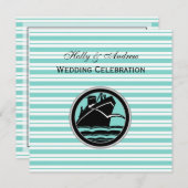 Invitation Mariage Nautique Bleu Bleu Bleu Blancs #2 SQ (Devant / Derrière)