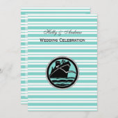 Invitation Mariage Nautique Bleu Bleu Bleu Bleu Bleu (Devant / Derrière)