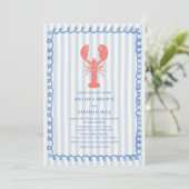 Invitation Mariage nautique Bleu de homard (Debout devant)