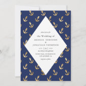 Invitation Mariage nautique bleu et or (Devant)