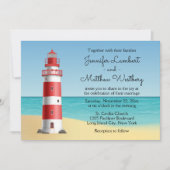 Invitation Mariage nautique bleu Lighthouse Beach (Devant)