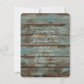 Invitation mariage nautique bois quai bleu plage ancre (Dos)
