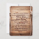 Invitation mariage nautique bois quai navire ancre plage (Dos)
