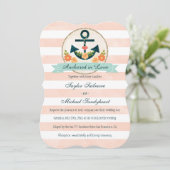 Invitation Mariage nautique corail et marine (Debout devant)