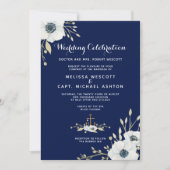 Invitation Mariage nautique de la marine blanche (Devant)