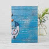 Invitation Mariage Nautique d'Été Rustique de Plage (Debout devant)