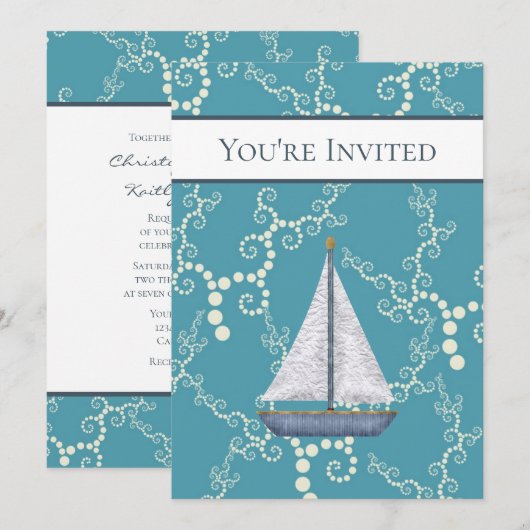 Invitation Mariage nautique et d'eau (Devant / Derrière)
