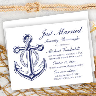Invitation Mariage Nautique  Marine Ancre bleue