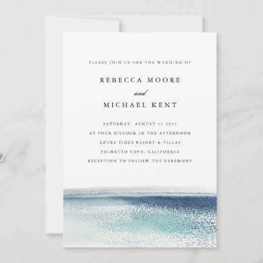 Invitation Mariage nautique moderne Blue Ocean Beach (Devant)