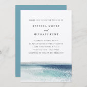 Invitation Mariage nautique moderne Blue Ocean Beach (Devant / Derrière)
