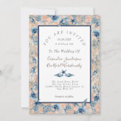Invitation Mariage nautique Plage Sea Shell Flowers Rose LT I (Devant)