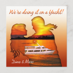 Invitation Mariage nautique romantique à couple de plage