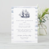 Invitation Mariage nautique rustique blanc aquarelle (Debout devant)
