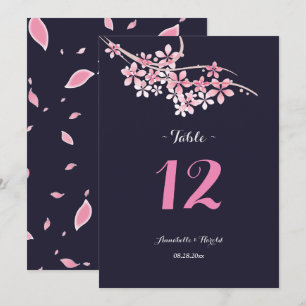 Invitation Mariage naval à table fleuri blanc Cerisier