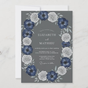 Invitation Mariage naval blanc floral arch