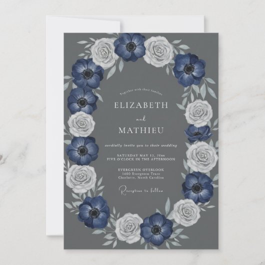 Invitation Mariage naval blanc floral arch (Devant)