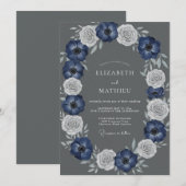 Invitation Mariage naval blanc floral arch (Devant / Derrière)