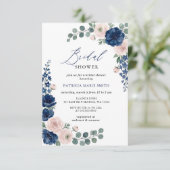 Invitation Mariage naval et moderne avec verdure rose (Debout devant)