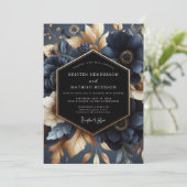 Invitation Mariage Navy Bloom (Debout devant)