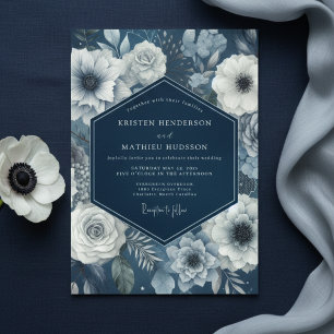 Invitation Mariage Navy Bloom Moody