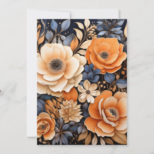 Invitation Mariage Navy Blue, Burnt Orange et Champagne (Dos)