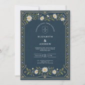 Invitation Mariage Navy Blue Daisy (Devant)