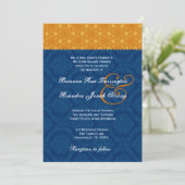 Invitation Mariage Navy Blue Damask and Gold Stars S200 (Debout devant)