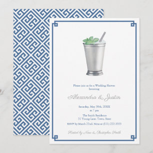 Invitation Mariage Navy Blue & Gris Argent Mint Julep Shower