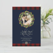 Invitation Mariage Navy Blue Noël PHOTO Plaid de Buffalo (Debout devant)