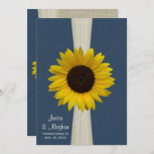 Invitation Mariage Navy Blue Sunflower et Burlap (Devant / Derrière)