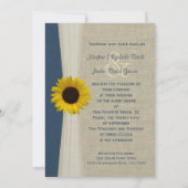 Invitation Mariage Navy Blue Sunflower et Burlap (Dos)